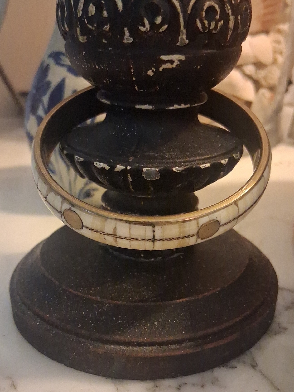 Vintage Inlay Bone Bracelet 70s 80s
